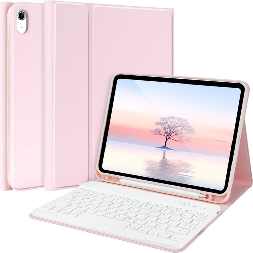 iPad 10.9 inch 10th generation pink case with Bluetooth keyboard included